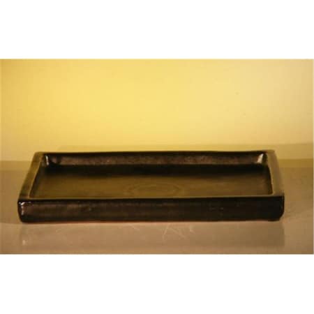 Parche Ceramic Humidity & Drip Bonsai Tray, Black - Rectangle PA2806459